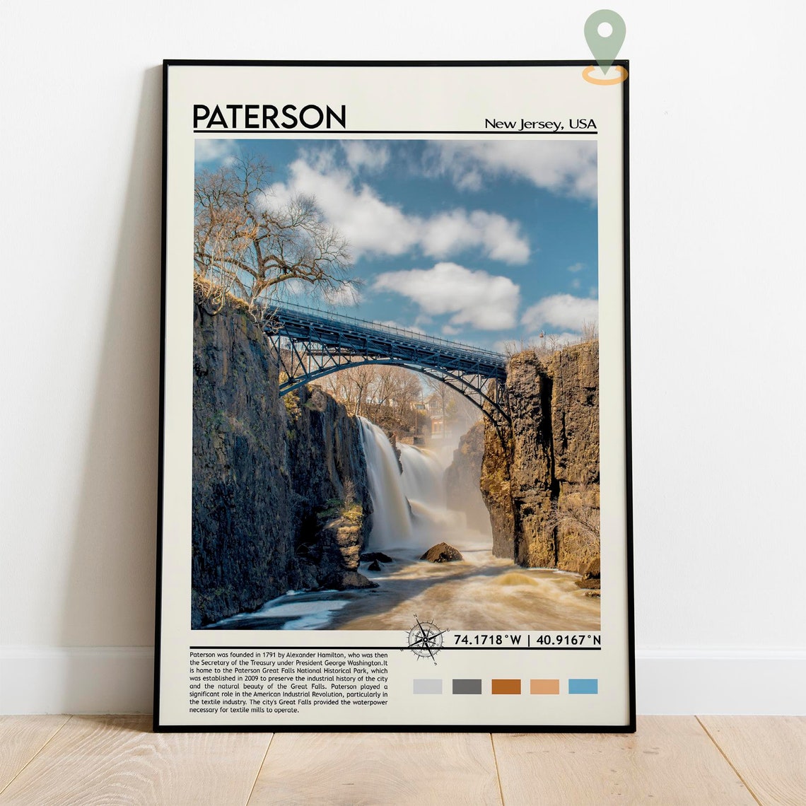 Paterson Print Paterson Poster Paterson City Wall Art Paterson Travel Paterson Art Print Paterson Artwork Paterson New Jersey Print - Image 2