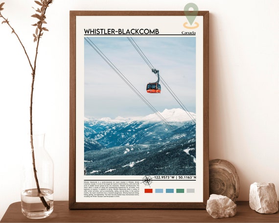 Ski Whistler Print Poster Skiing Art British Columbia Canada Skiers Whistler Blackcomb Print Whistler Blackcomb Poster Canada Ski