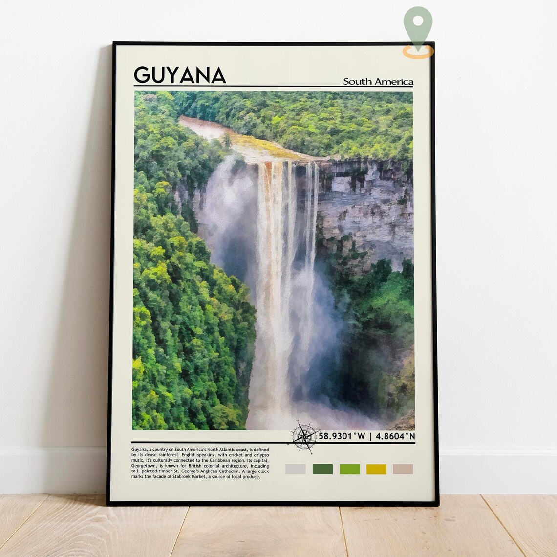 Guyana South America Rainforest Waterfall Jungle Falls Poster - Image 2