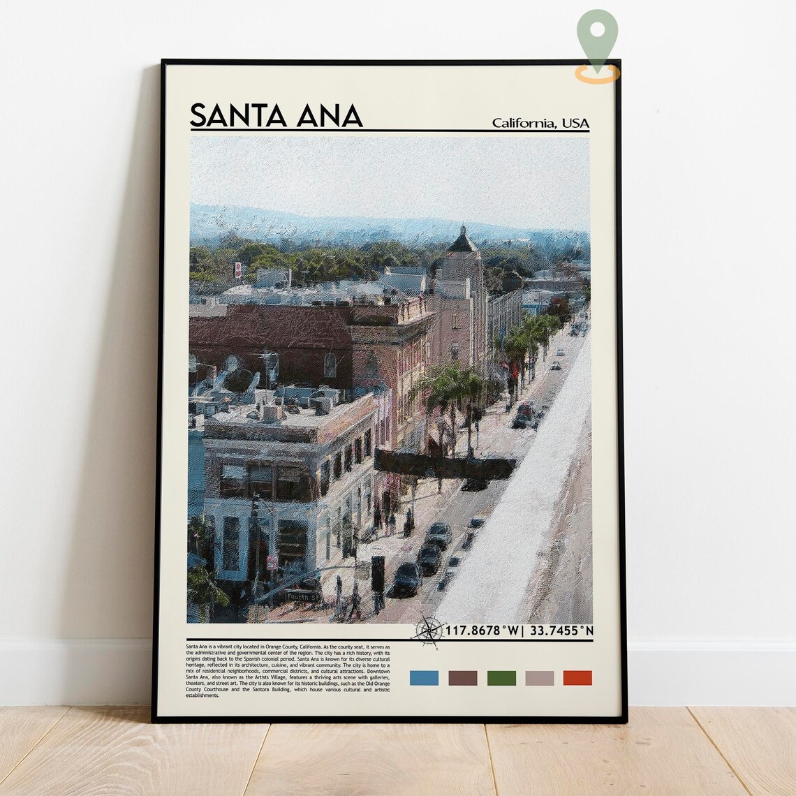Santa Ana California Historic Downtown Fourth Street District Travel Poster - Image 2