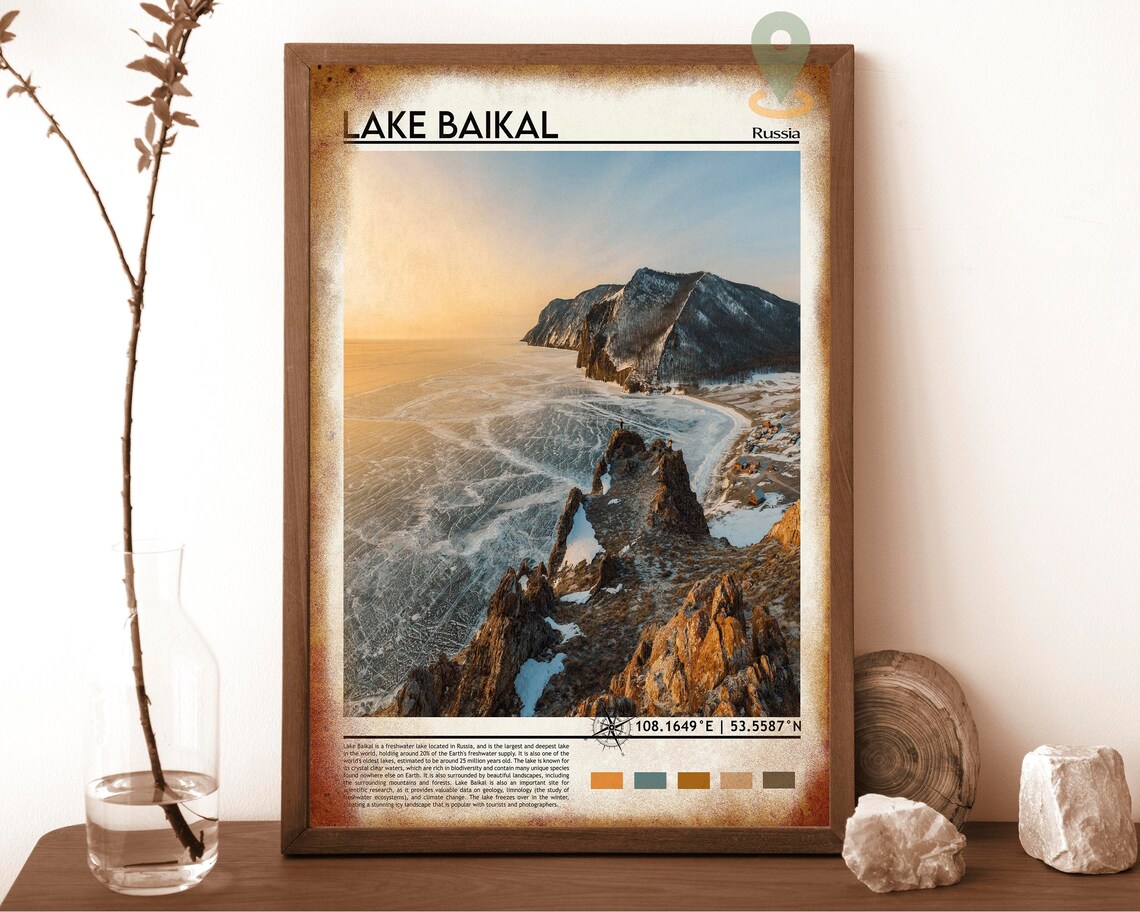 Lake Baikal Russia Frozen Cliffs Winter Photo Travel Art Poster - Image 6