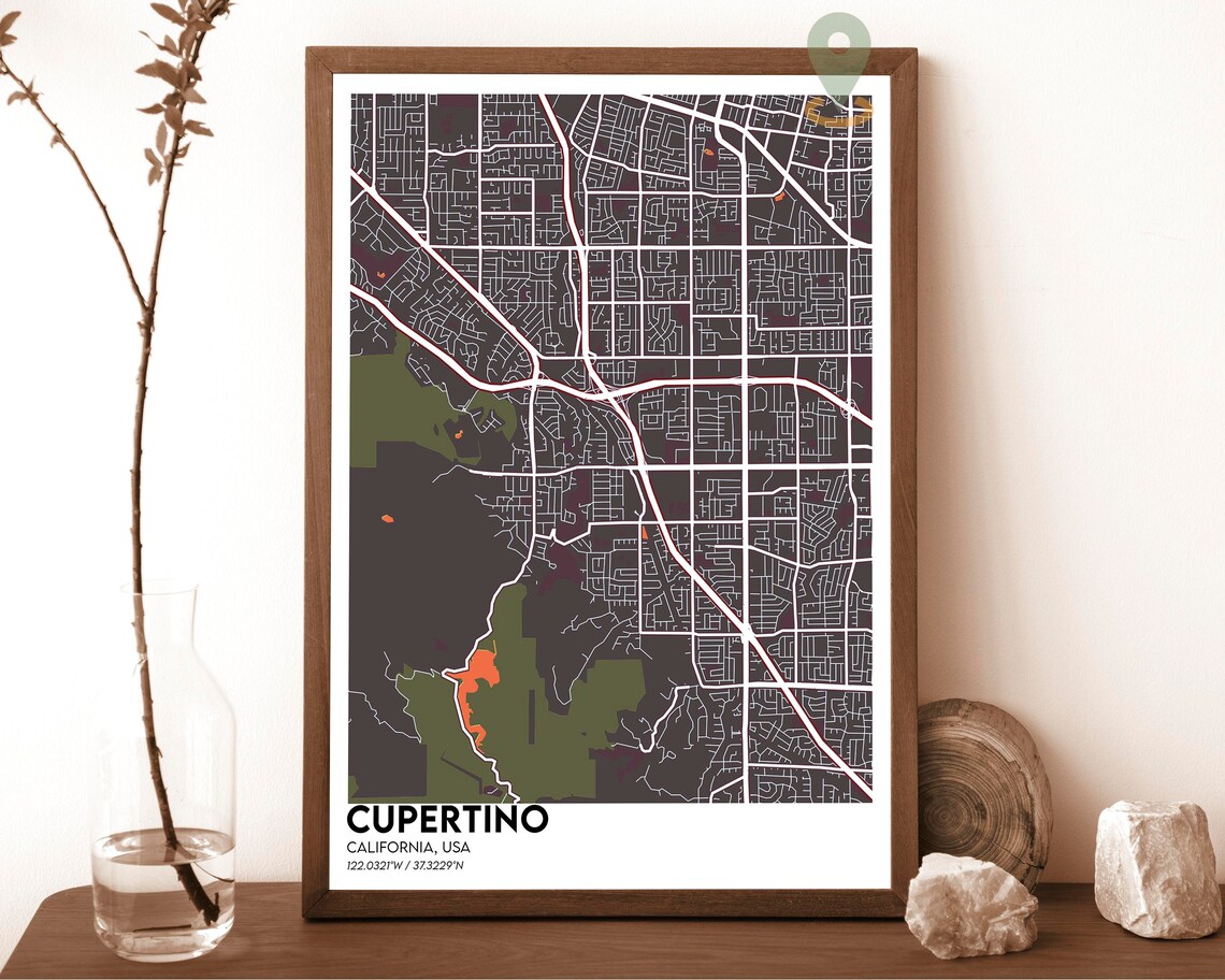 Cupertino California Silicon Valley City Map Art Print for Tech Gift Shoppers - Image 5