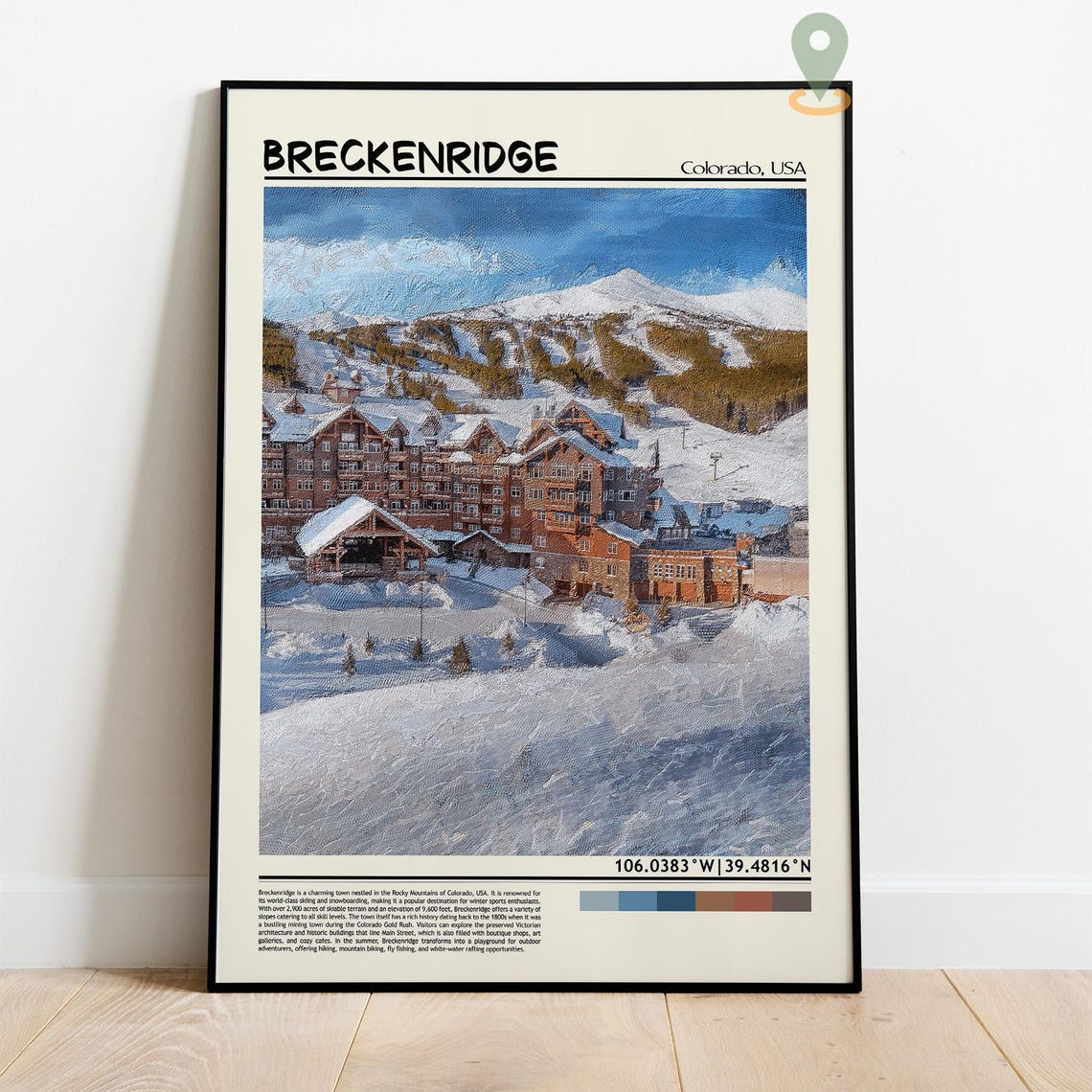 Breckenridge Colorado Ski Village Mountain Lodge Winter Poster - Image 4