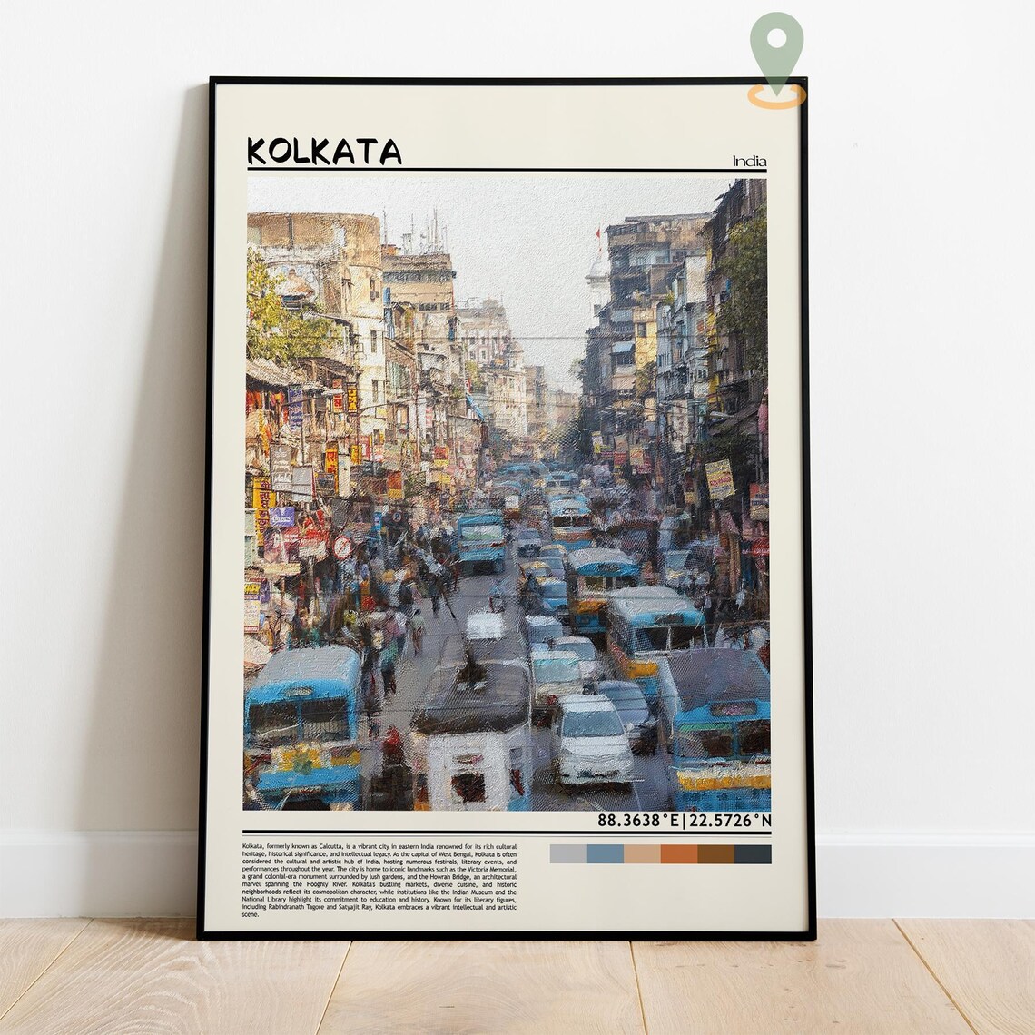 Kolkata India Bustling Old City Street Painterly Scene Poster - Image 4