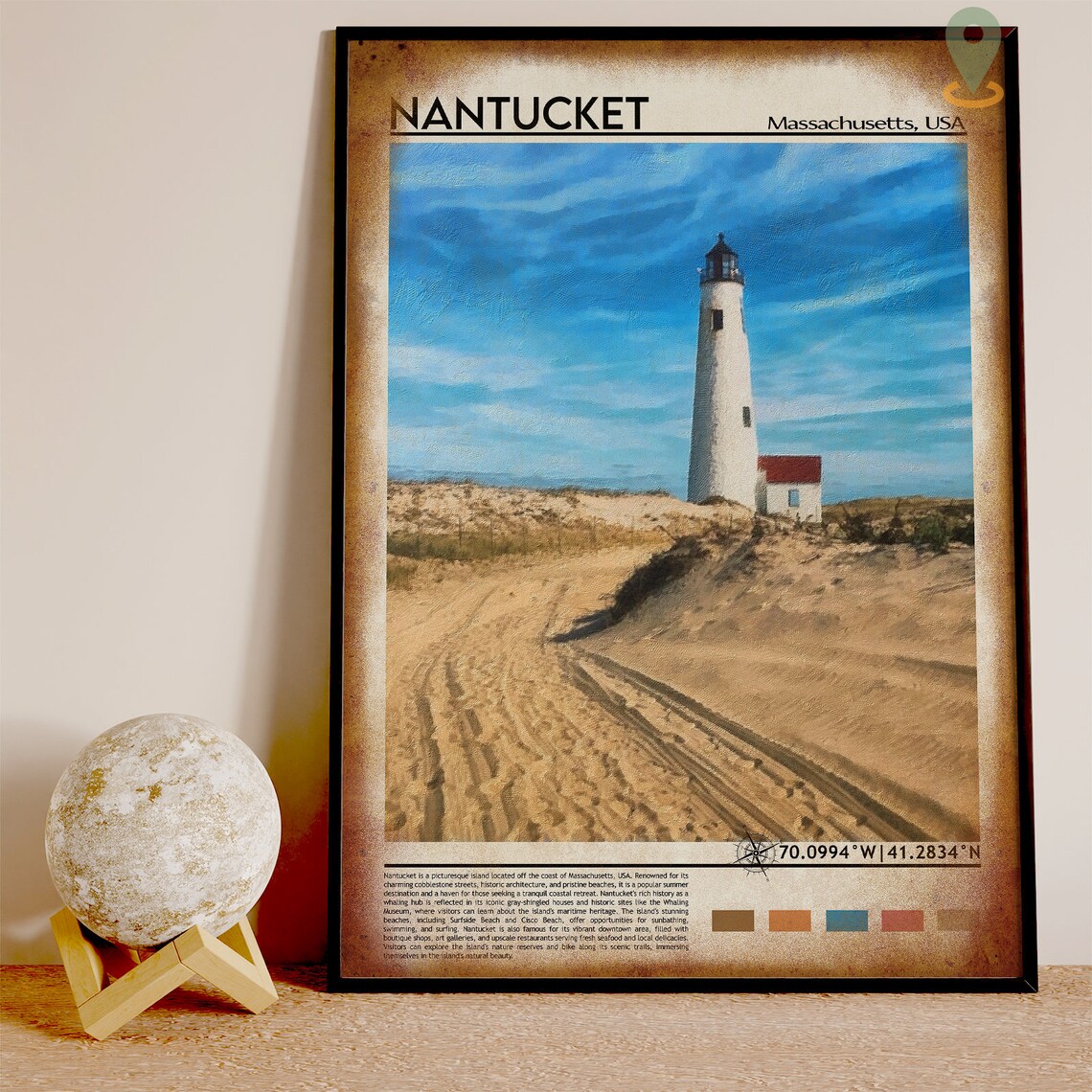 Nantucket Massachusetts Lighthouse Dunes Coastal Scene Poster - Image 3
