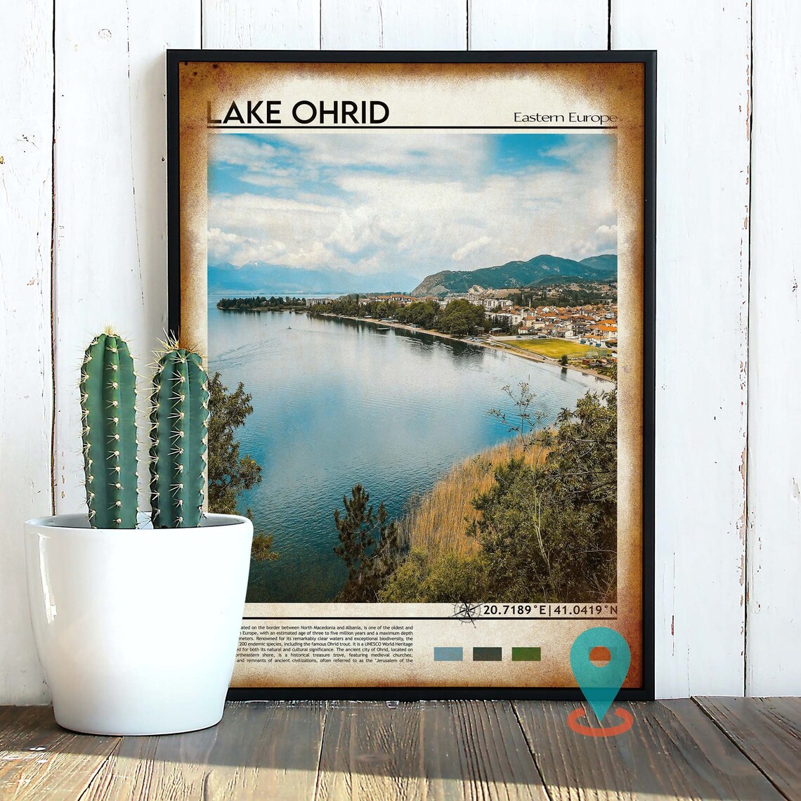 Lake Ohrid Eastern Europe Serene Lakeside Town Travel Poster - Image 2