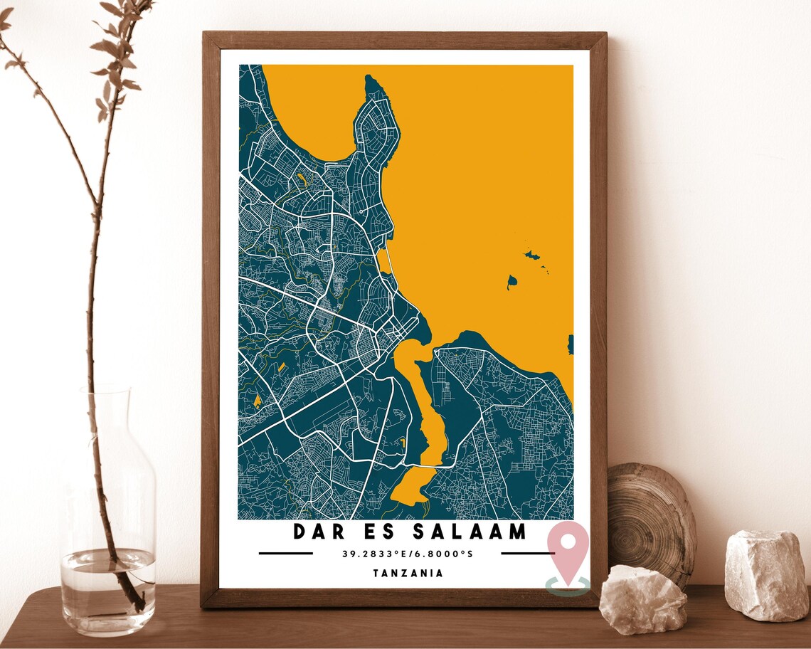 Dar Es Salaam Tanzania Grey Orange City Street Map Coordinates Poster - Image 5