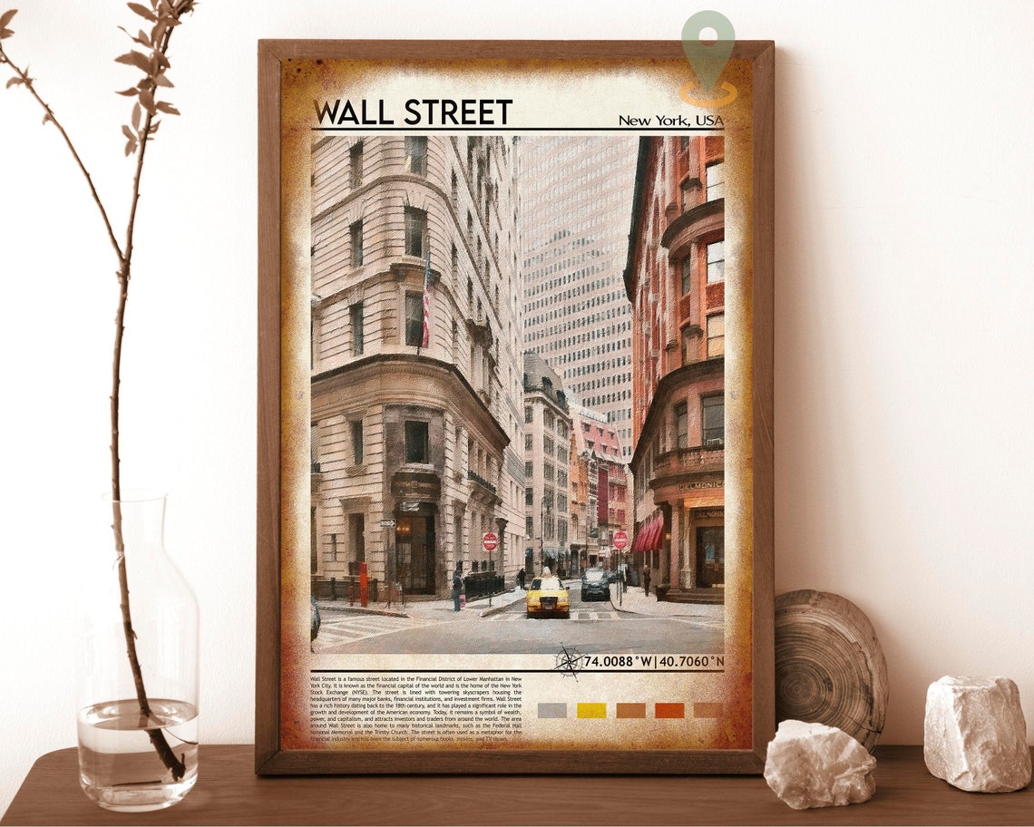 Wall Street Print Wall Street Poster Wall Street Wall Art Wall Street Travel Wall Street Art Print Wall Street Artwork New York Print - Image 6
