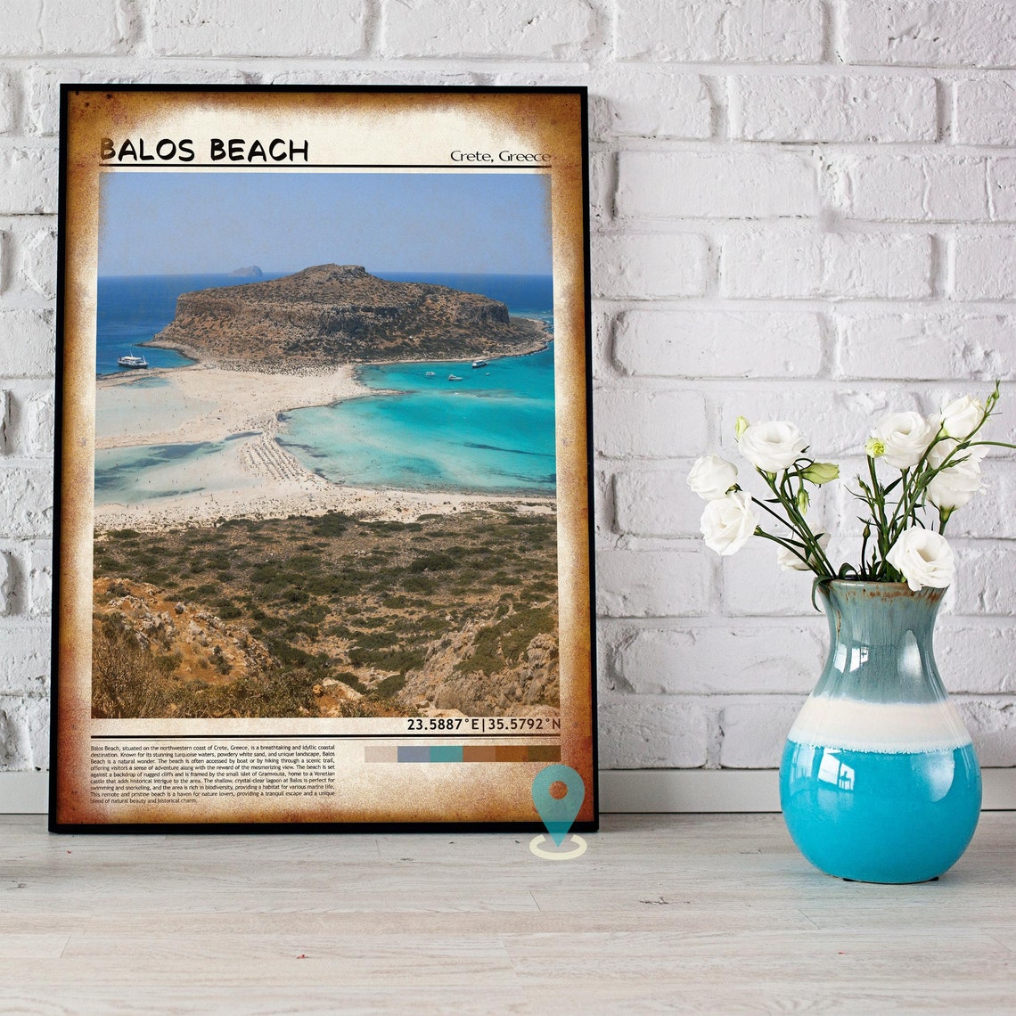 Balos Beach Crete Greece Island Paradise Lagoon Aerial Poster - Image 5