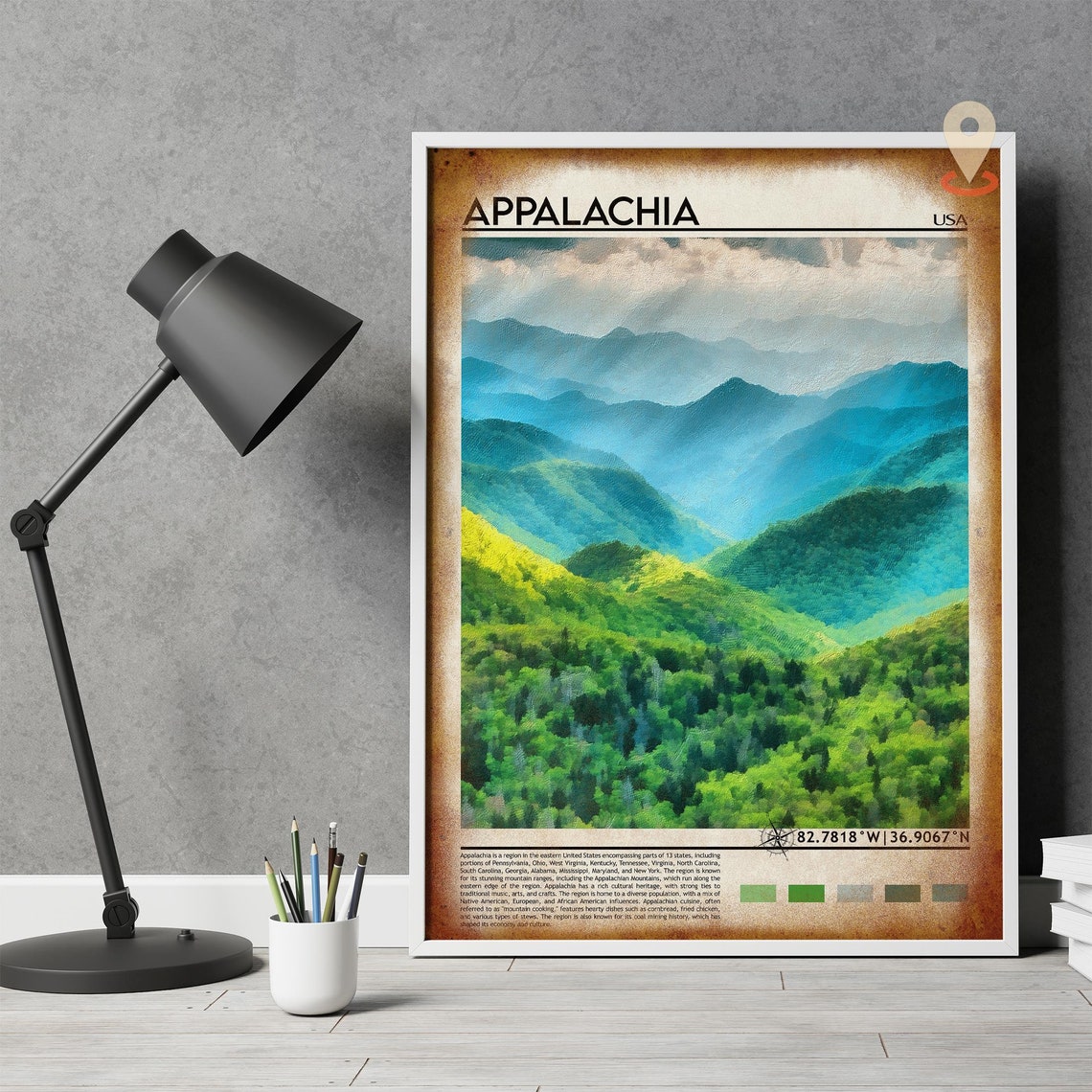 Appalachia USA Blue Misty Mountain Layers Painterly Landscape Poster - Image 4