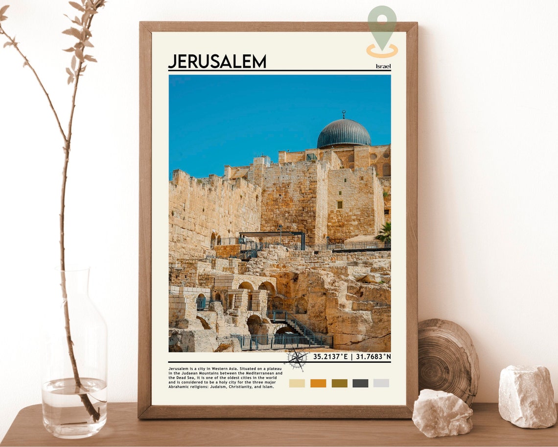Jerusalem Israel Ancient Stone Walls Dome Historic City Poster