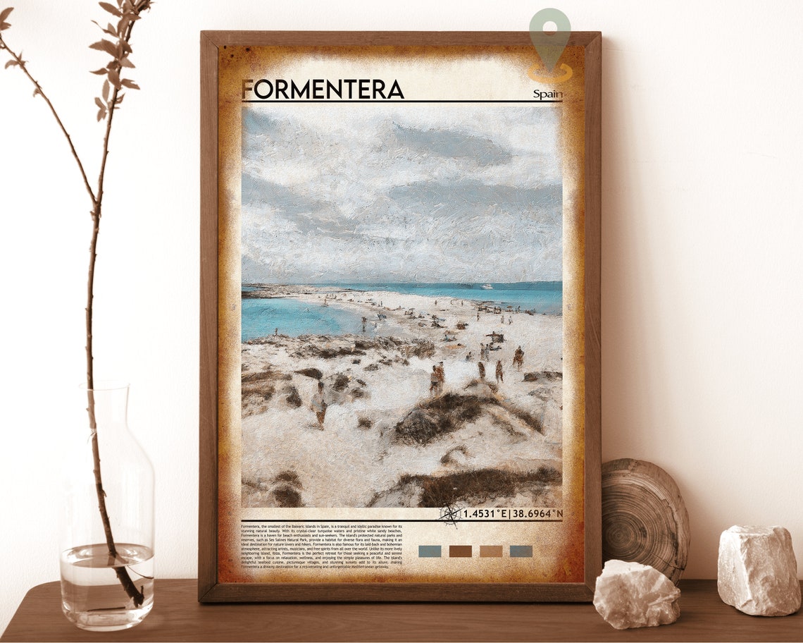 Formentera Spain White Sand Turquoise Beach Island Art Poster - Image 6