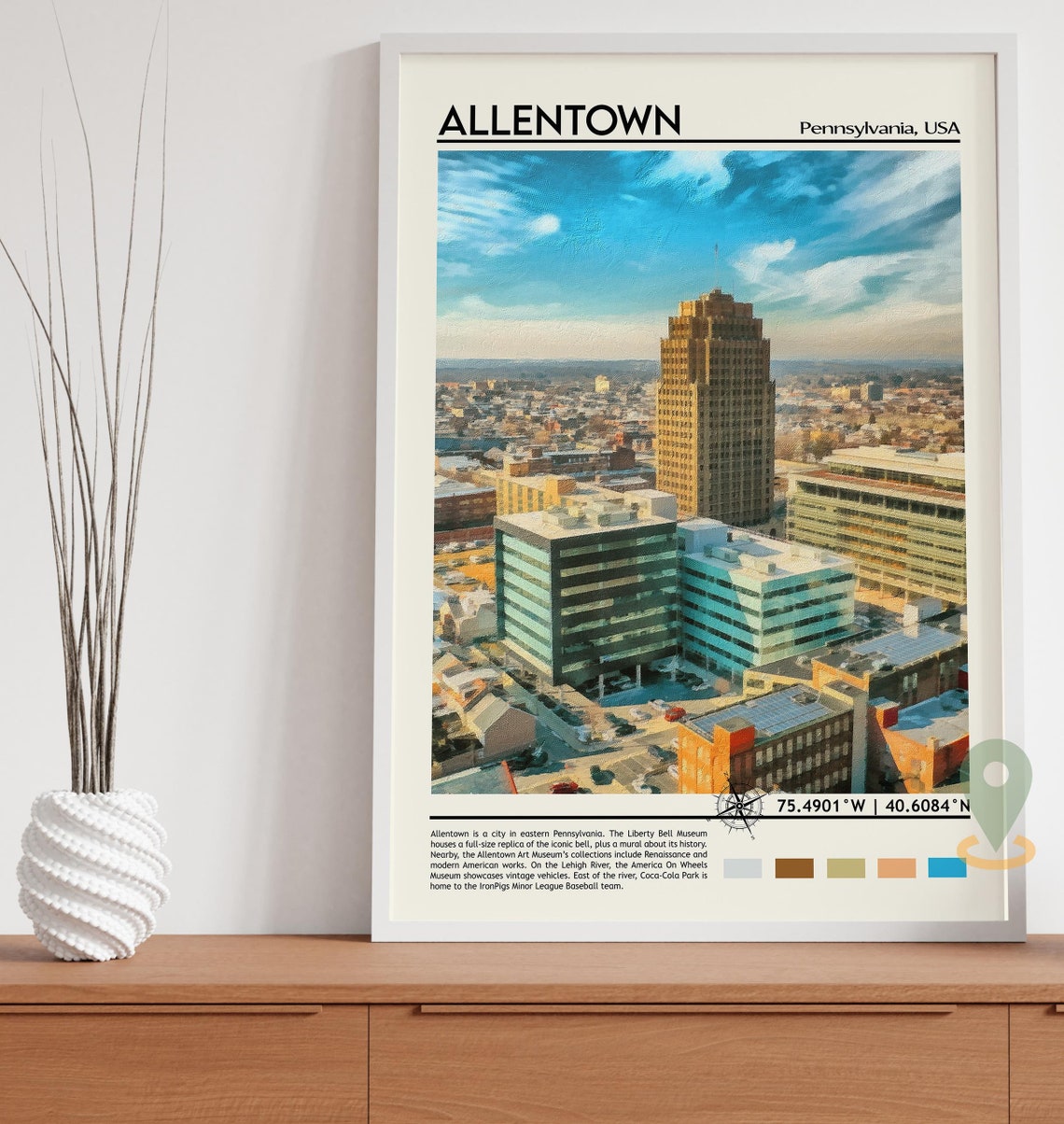 Allentown Print Allentown Poster Allentown Wall Art Allentown Travel Allentown Art Print Allentown Artwork Allentown Pennsylvania - Image 3