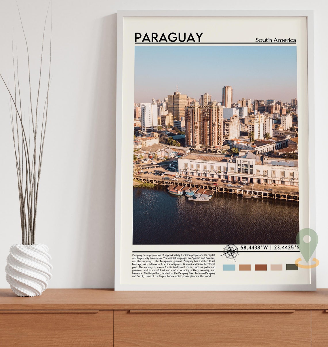 Paraguay Print Paraguay Art Paraguay Poster Paraguay Photo Paraguay Poster Print Paraguay Painting Asuncin Travel Poster Paraguay - Image 3