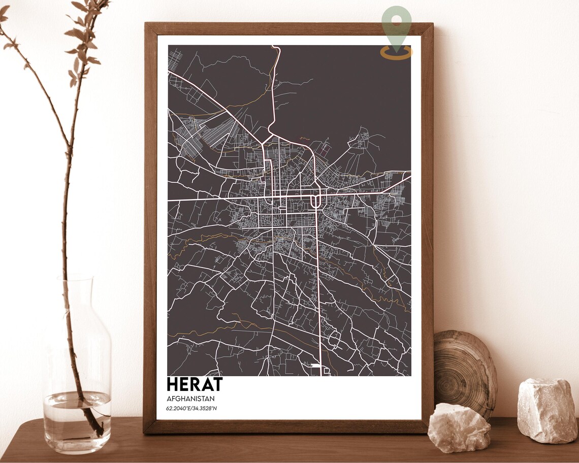 Herat Afghanistan Modern City Map Teal White Minimalist Poster - Image 3