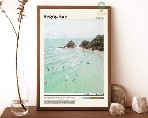 Byron Bay Australia Surf Beach Turquoise Waves Aerial Photo Poster