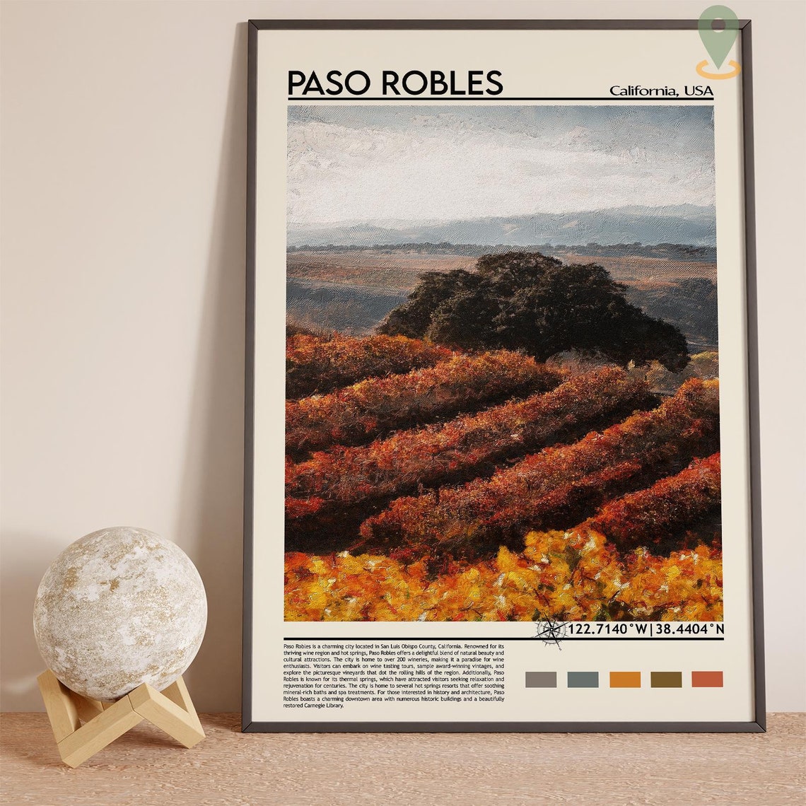 Paso Robles California Autumn Vineyard Wine Country Travel Poster - Image 5