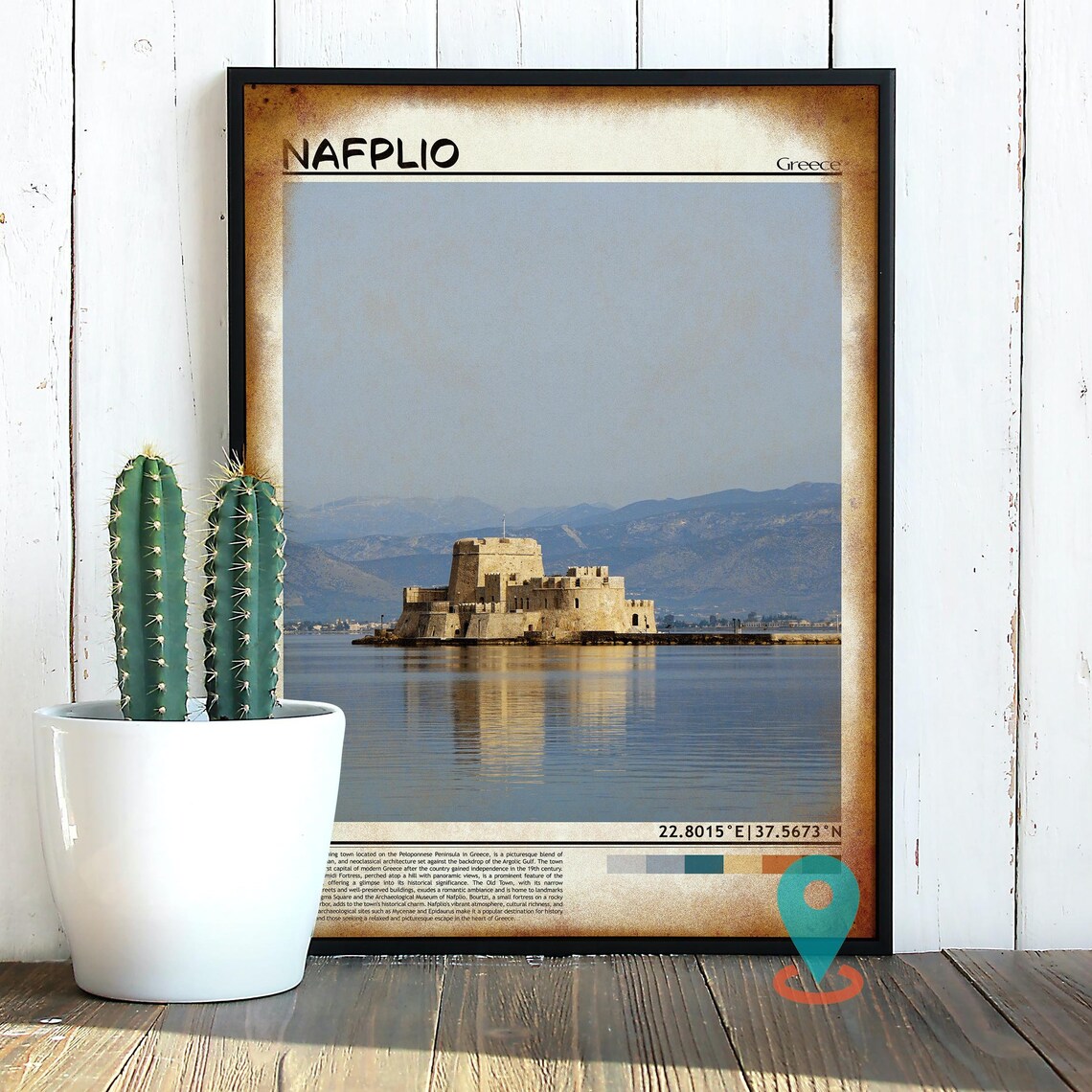 Nafplio Greece Sea Fortress Bourtzi Castle Harbor Photo Poster - Image 3
