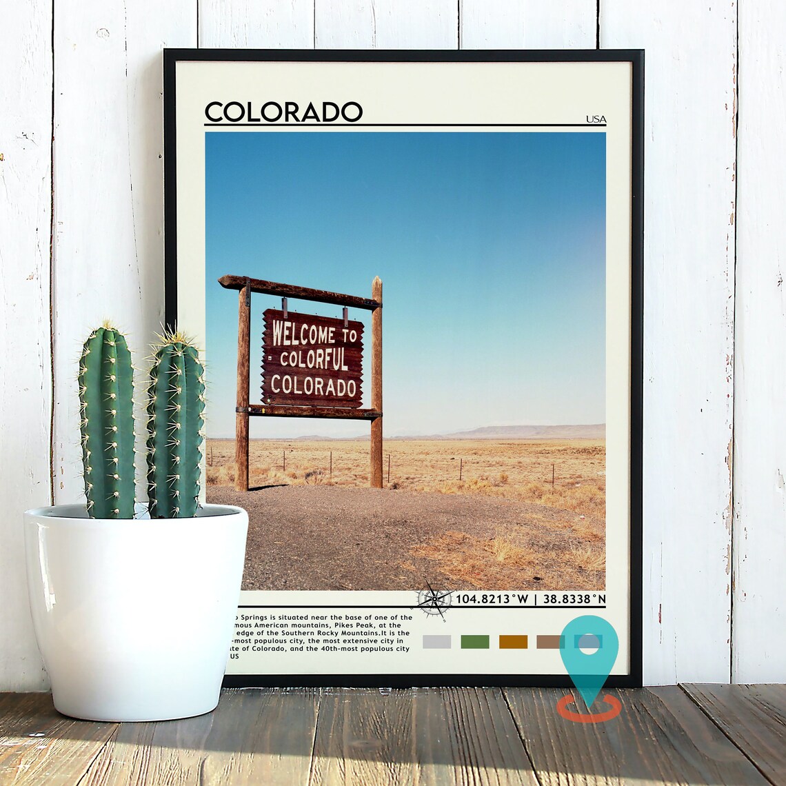 Colorado USA Colorful Welcome Sign Desert View Poster for Road Trip Lovers - Image 2