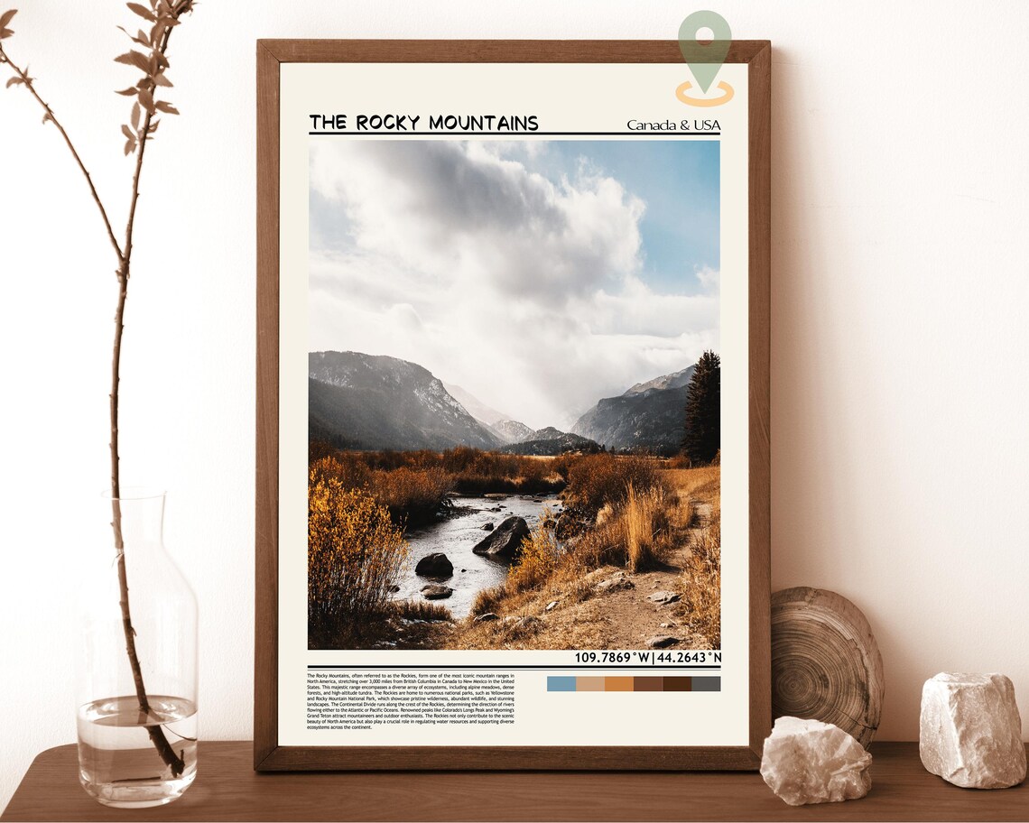 The Rocky Mountains Autumn Valley Stream Scenic Photo Poster