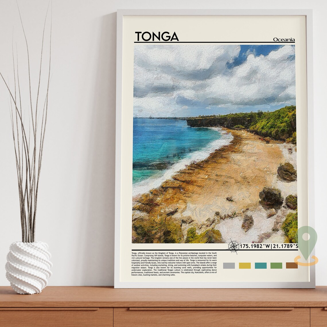 Tonga Oceania Tropical Coastline Turquoise Waters Travel Print - Image 3