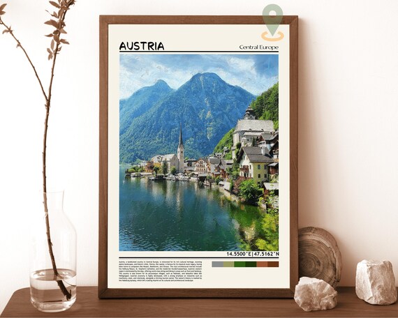 Austria Hallstatt Lakeside Village Mountain Lake Photo Poster