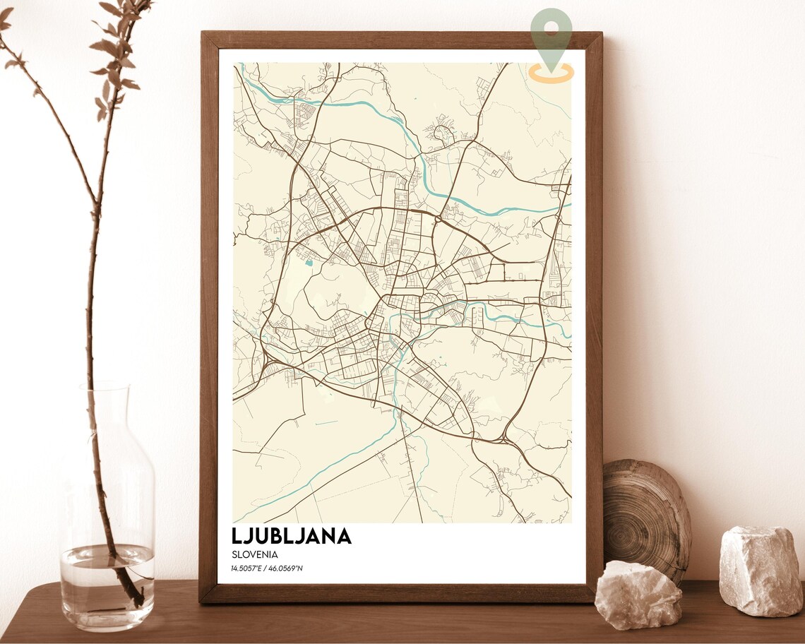 Ljubljana Slovenia Emerald Green Street Map City Art Travel Poster - Image 4