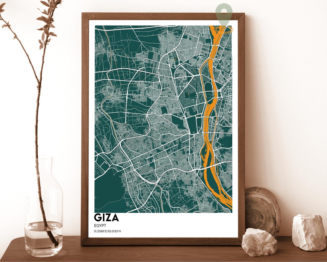 Giza Egypt Vintage Sepia Antique Style City Map Home Decor Poster - Image 4