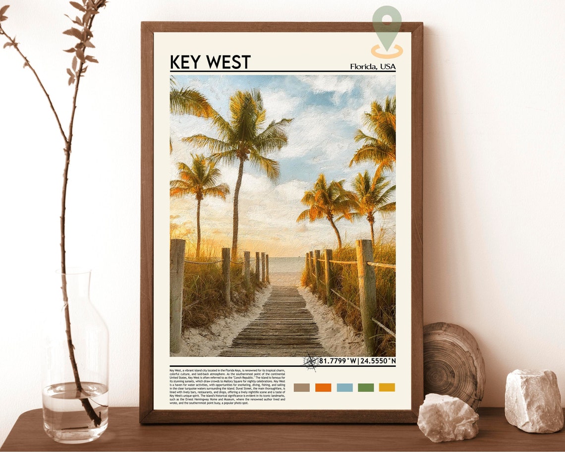 Key West Florida Palm Beach Sunset Photo Travel Poster Home Decor
