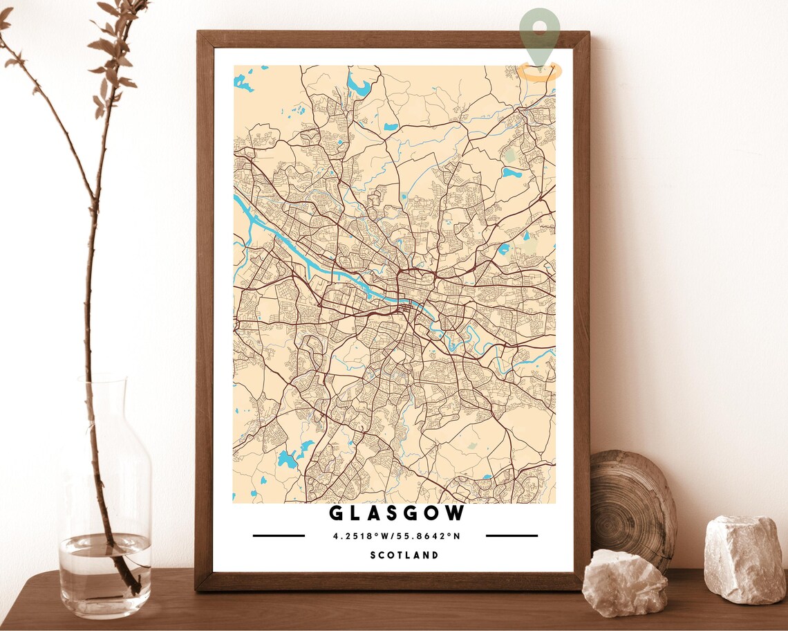 Glasgow Scotland Minimal Cream Street Map City Art Travel Poster - Image 2