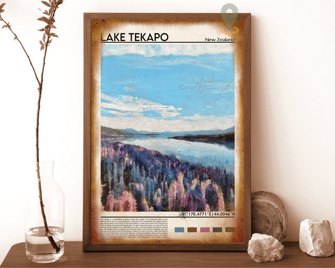 Lake Tekapo Print Lake Tekapo Poster Lake Tekapo Wall Art Lake Tekapo Travel Print Lake Tekapo Art Print Lake Tekapo Art New Zealand - Image 6