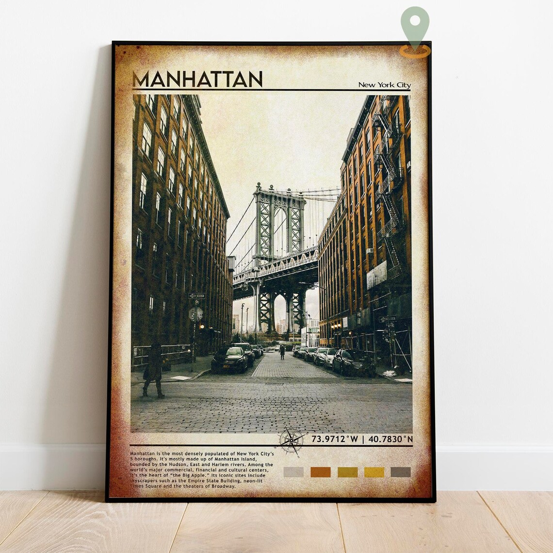 Manhattan New York City DUMBO Bridge Cobblestone Street Poster - Image 2