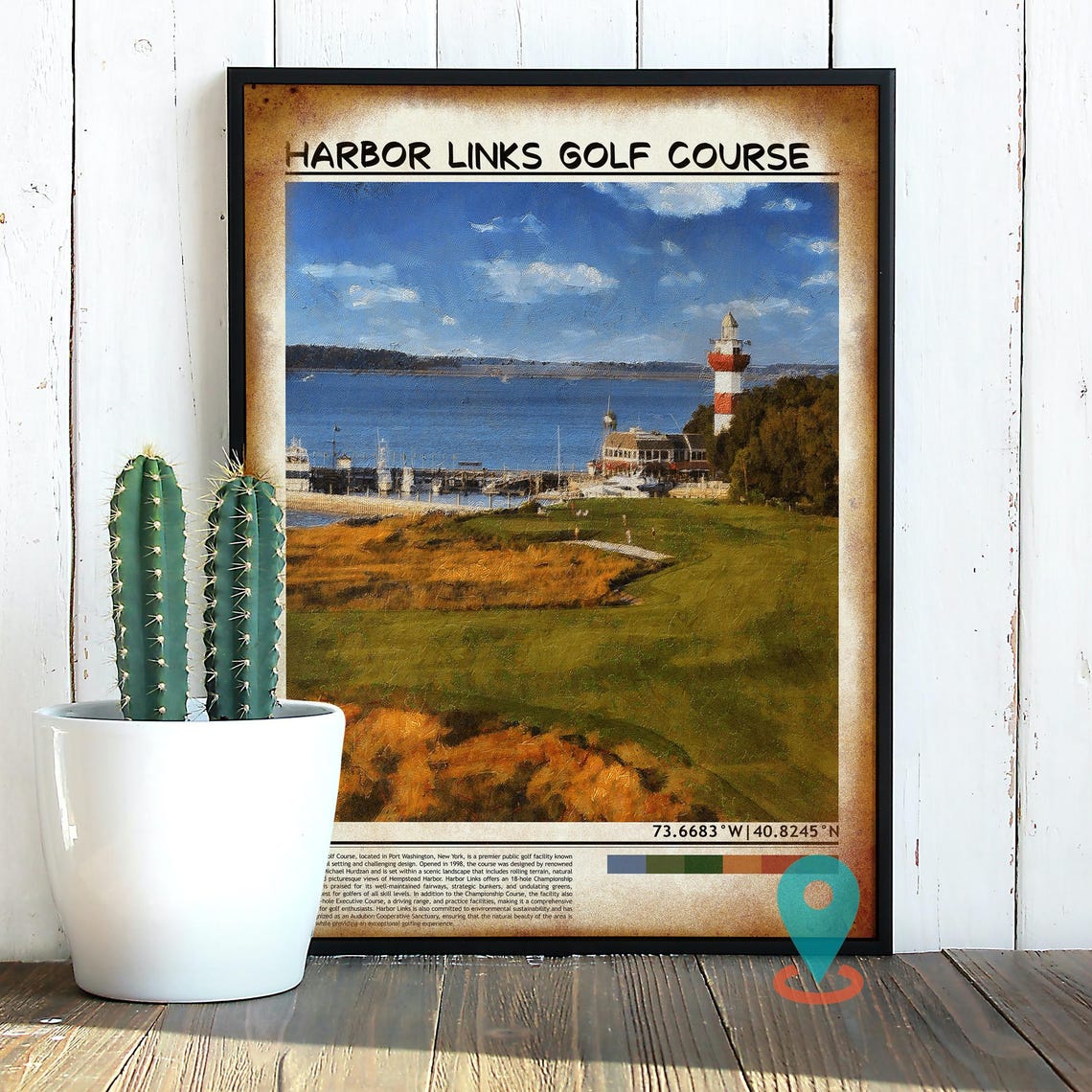 Harbor Links Golf Course Harbor Marina Lighthouse View Poster - Image 5