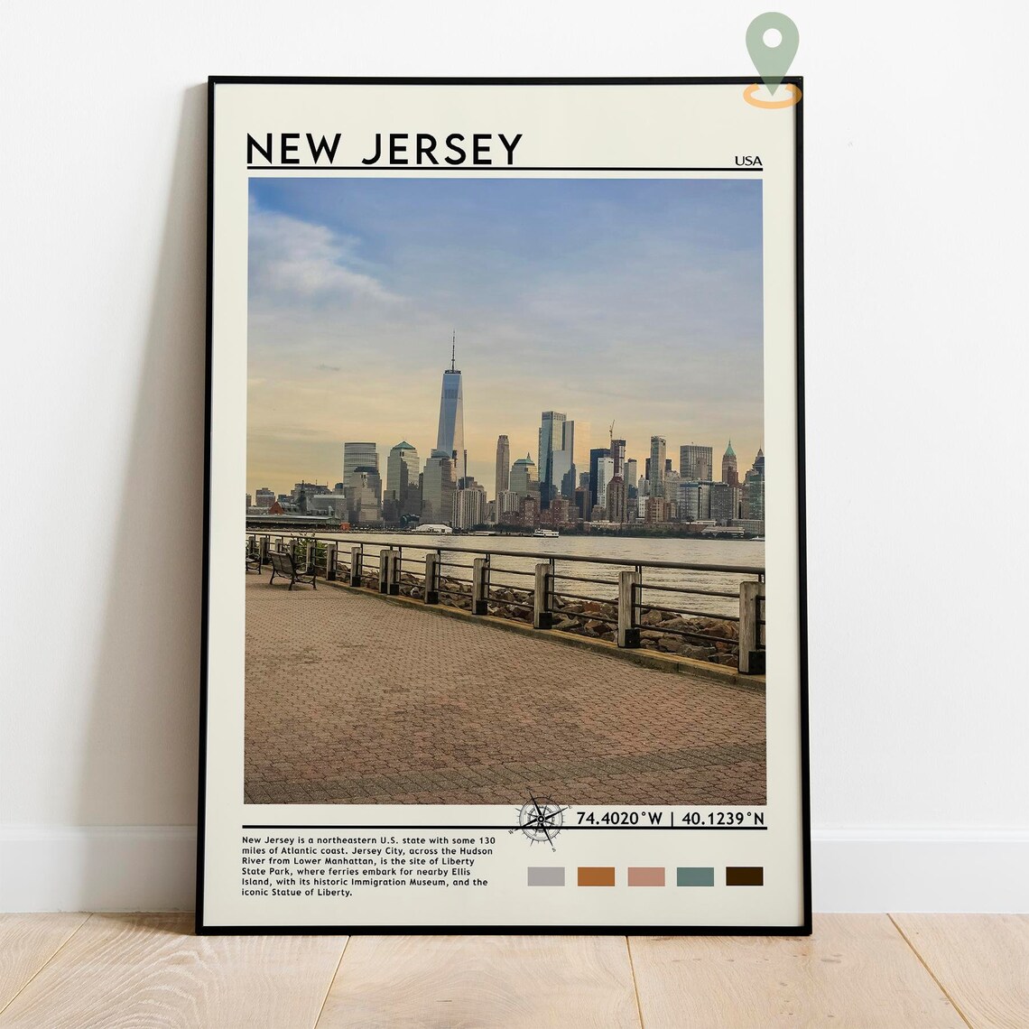 New Jersey USA Waterfront Skyline Manhattan View Jersey City Travel Poster - Image 2