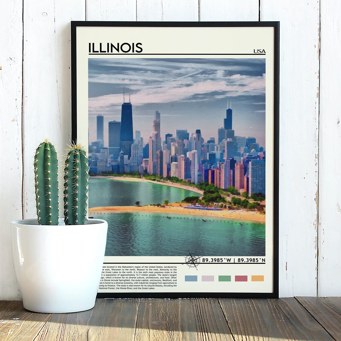 Illinois Chicago Skyline Lake Michigan Shoreline City USA Poster - Image 3