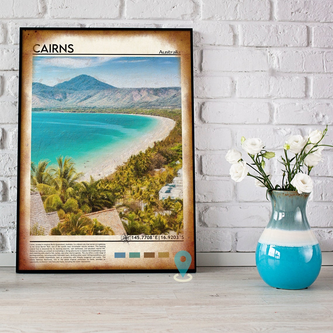 Cairns Australia Tropical Beach Palm Trees Reef Travel Poster - Image 4