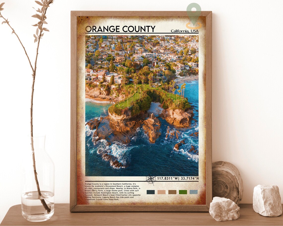 Orange County California Aerial Beach Town Coastline Beach Poster - Image 6