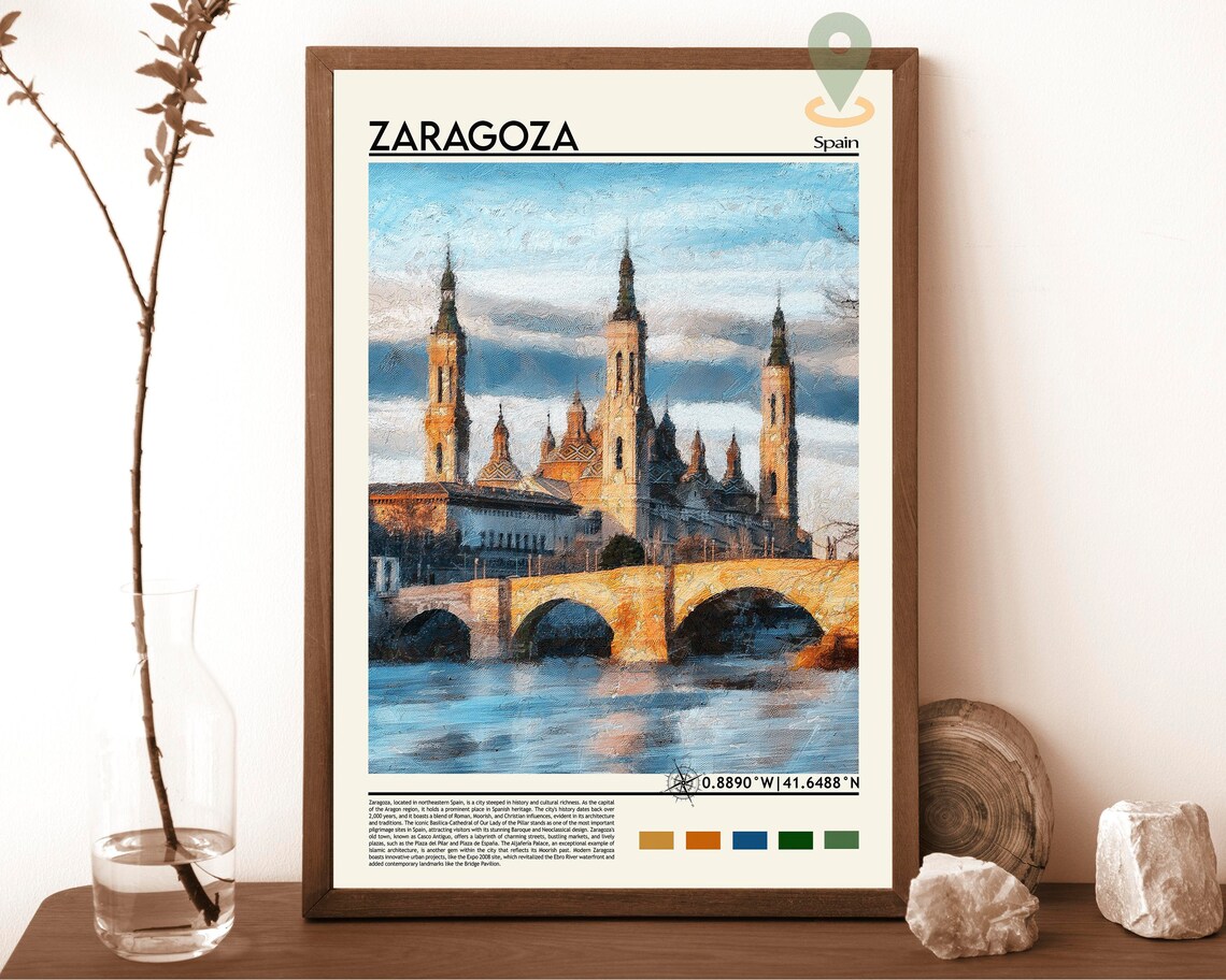 Zaragoza Print Zaragoza Poster Zaragoza Wall Art Zaragoza Travel Print Zaragoza Art Print Zaragoza Artwork Zaragoza Photo Spain Print