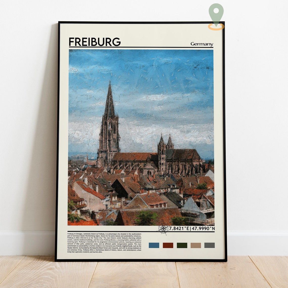 Freiburg Germany Gothic Cathedral Old Town View Travel Poster - Image 3