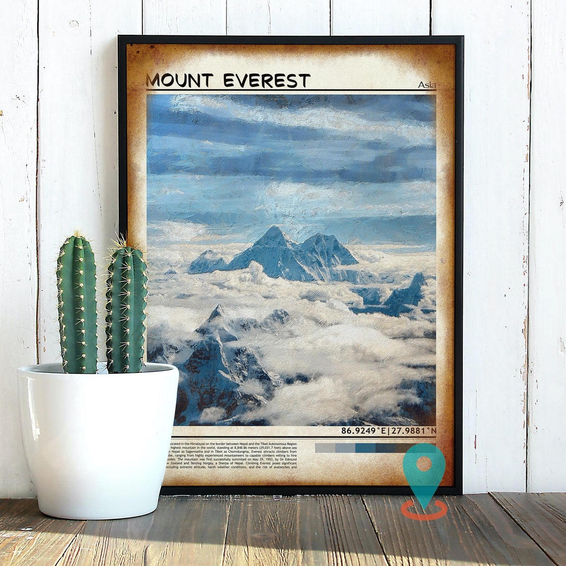 Mount Everest Asia Towering Snow Peak Above Clouds Art Poster - Image 2