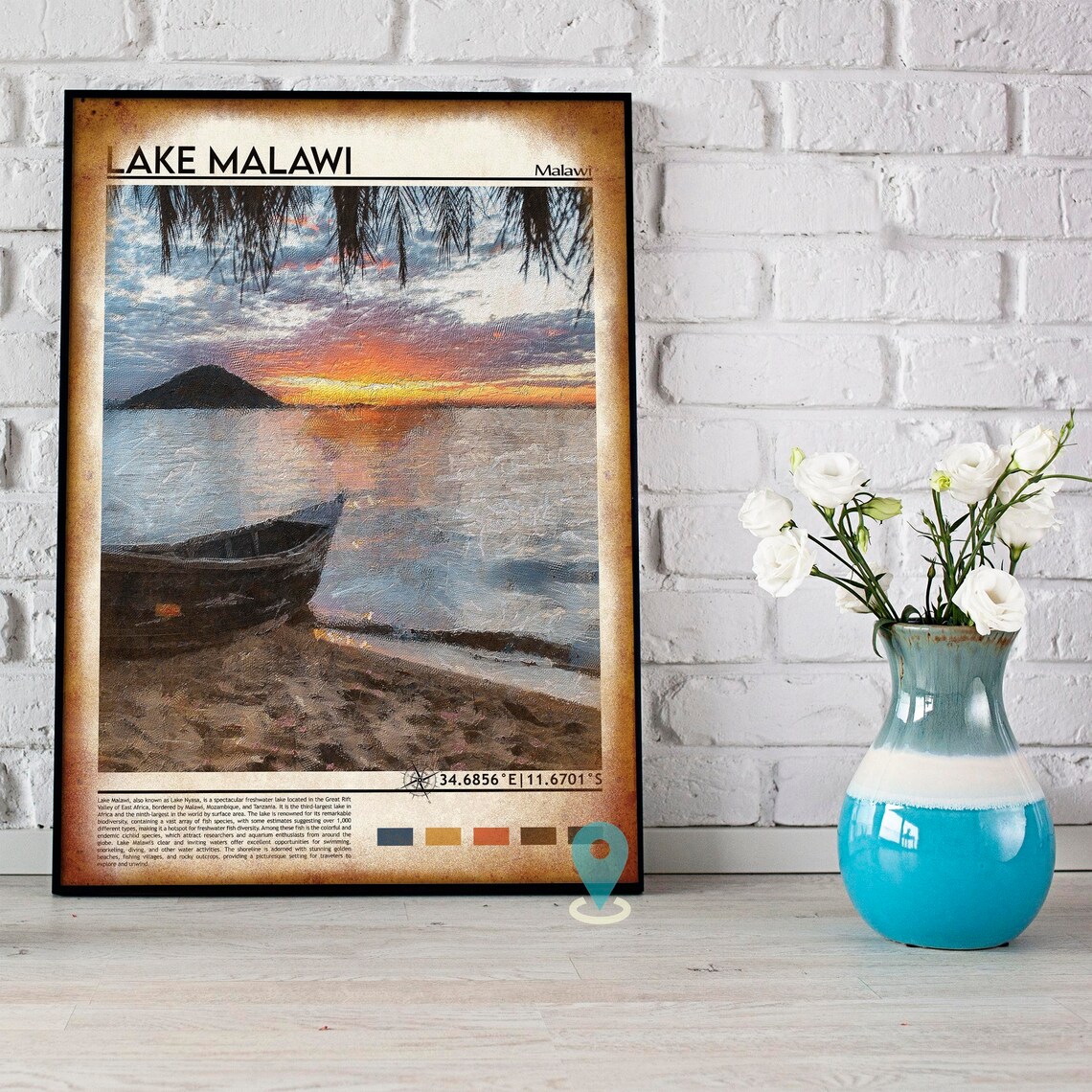 Lake Malawi Sunset Fishing Boat Golden Hour Africa Travel Poster - Image 4