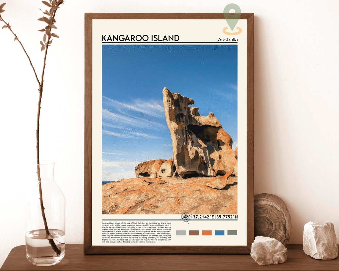 Kangaroo Island Australia Remarkable Rocks Coastal Travel Poster