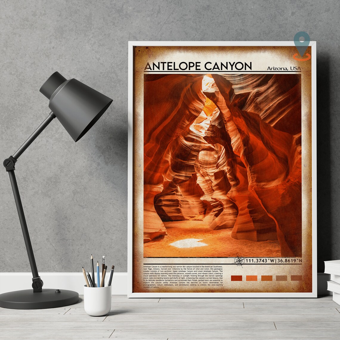 Antelope Canyon Arizona USA Fiery Red Slot Canyon Travel Poster - Image 4