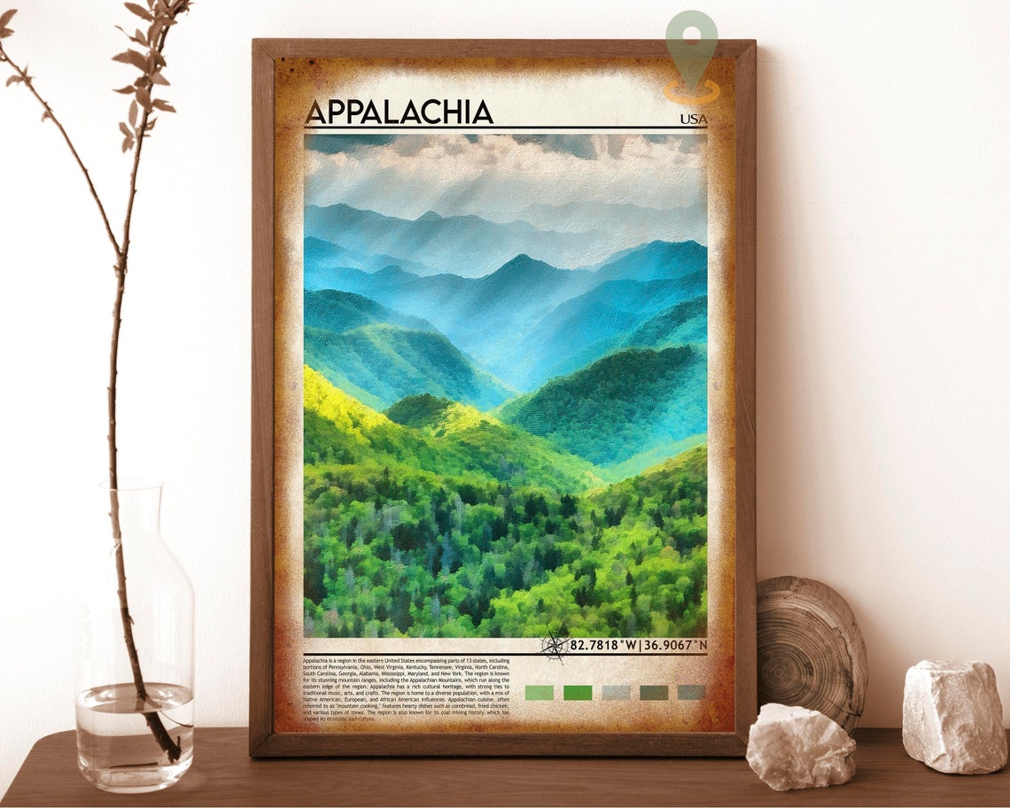 Appalachia USA Blue Misty Mountain Layers Painterly Landscape Poster - Image 6