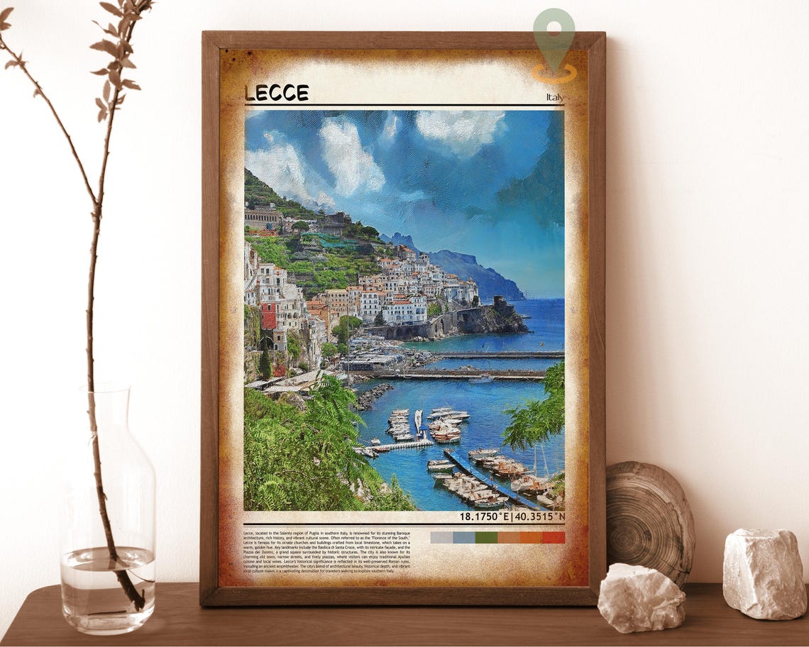 Lecce Italy Picturesque Coastal Harbor Town Marina Travel Poster - Image 6