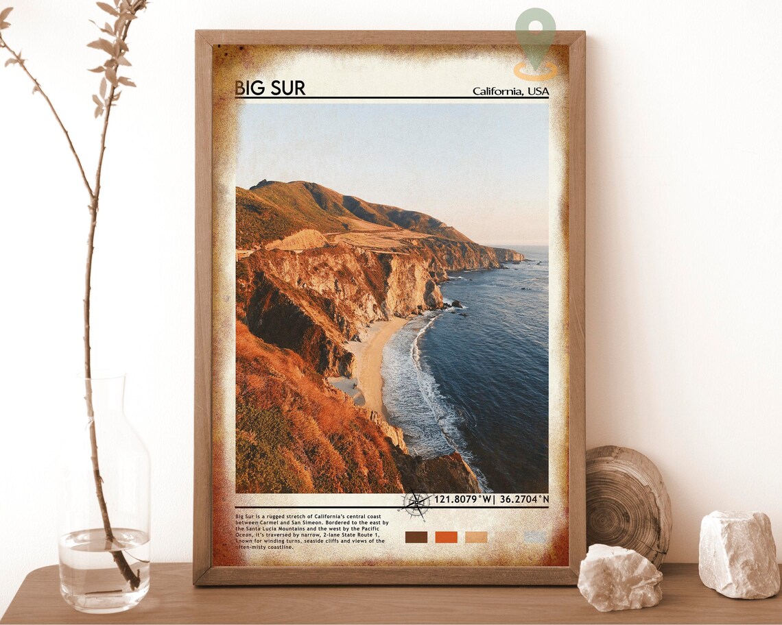 Big Sur California USA Rugged Sea Cliffs Ocean Coastline Poster - Image 6