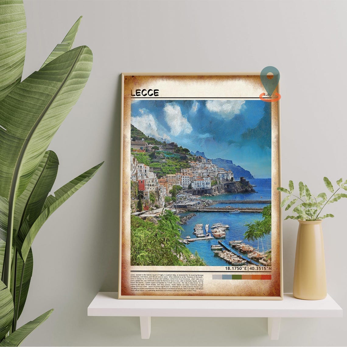 Lecce Italy Picturesque Coastal Harbor Town Marina Travel Poster - Image 5