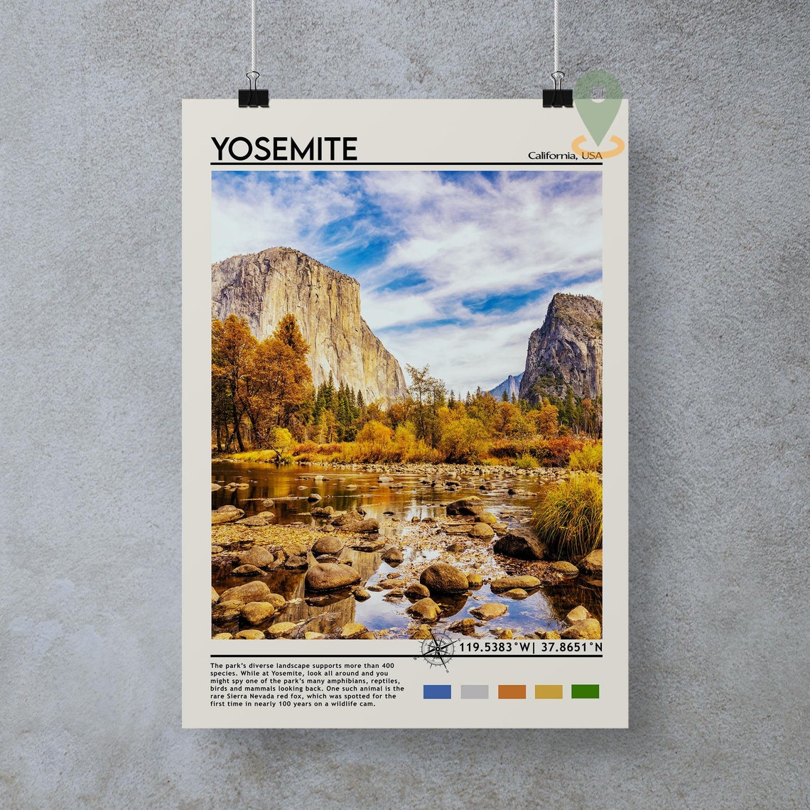 Yosemite California El Capitan Autumn Valley River Scenic Poster - Image 3