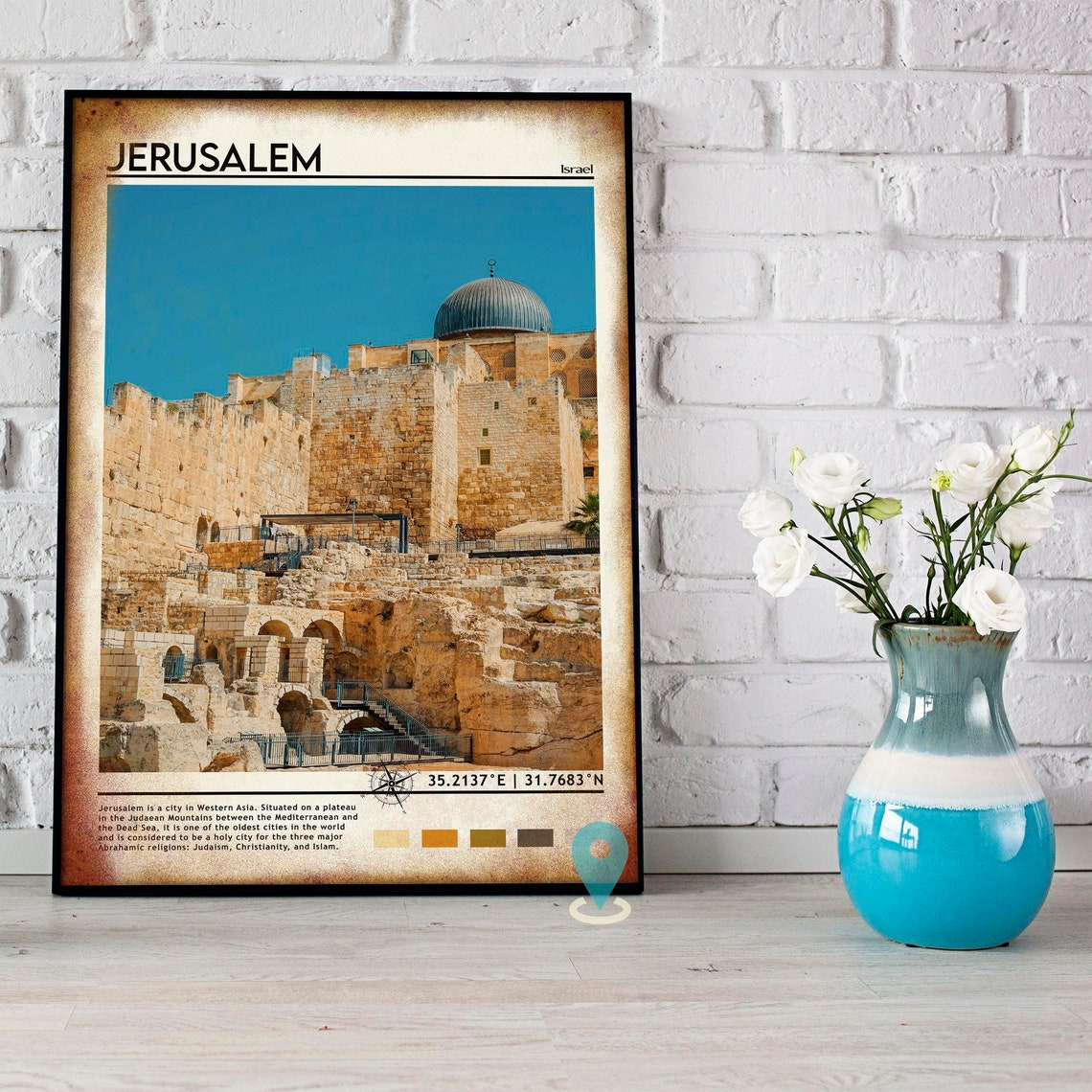 Jerusalem Israel Ancient Stone Walls Dome Historic City Poster - Image 2