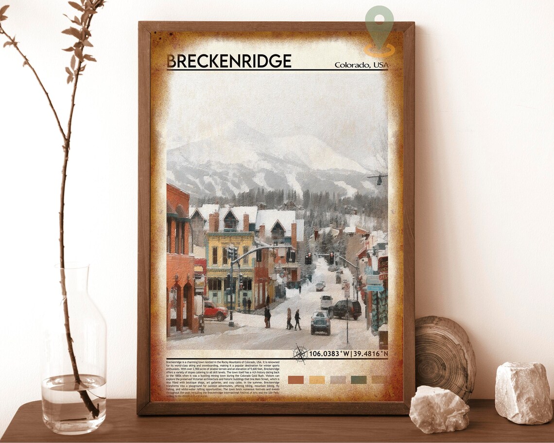 Breckenridge Colorado Snowy Main Street Ski Mountain Town Travel Poster - Image 6